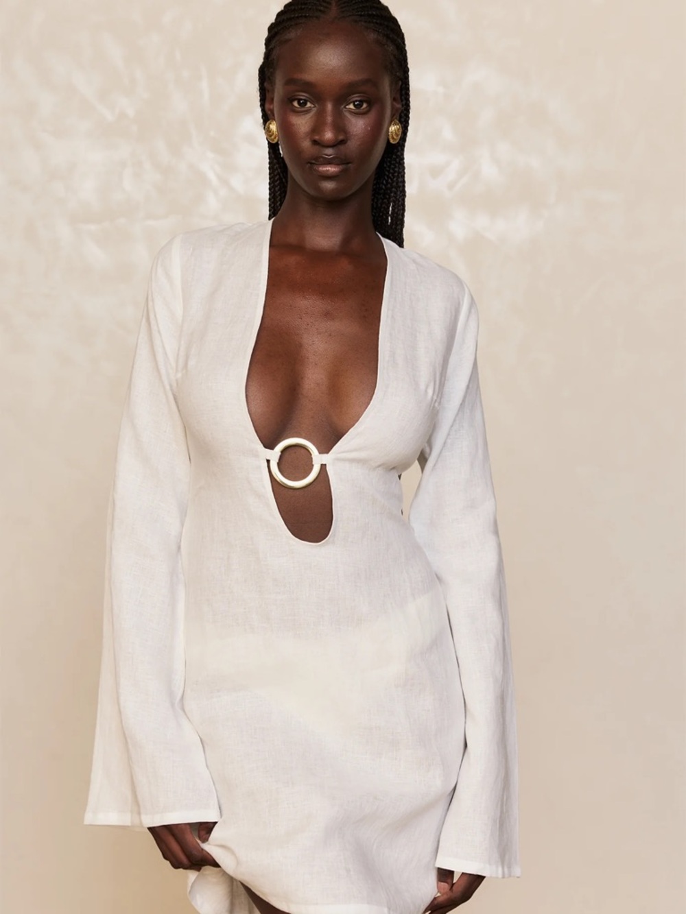NWT Monday Swimwear Montego Mini Dress in White Linen, size small